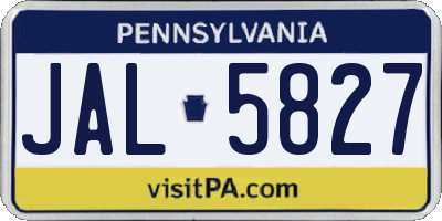 PA license plate JAL5827