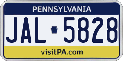 PA license plate JAL5828