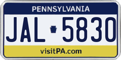 PA license plate JAL5830