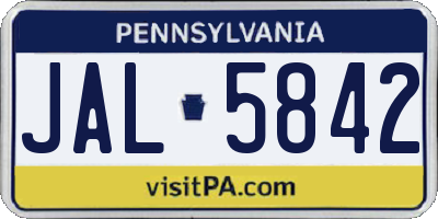 PA license plate JAL5842