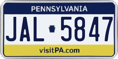 PA license plate JAL5847