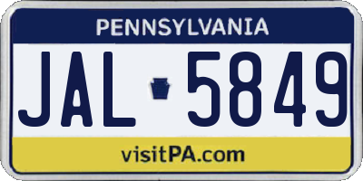 PA license plate JAL5849