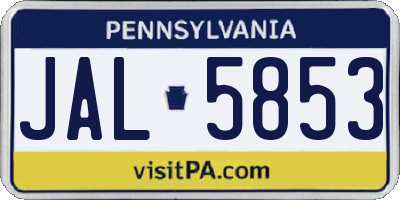 PA license plate JAL5853