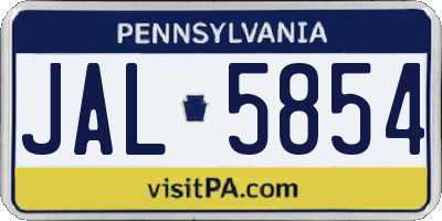 PA license plate JAL5854