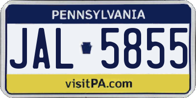 PA license plate JAL5855