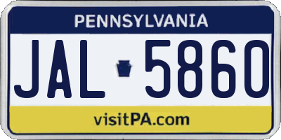 PA license plate JAL5860