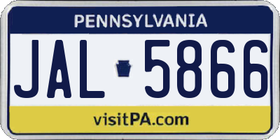 PA license plate JAL5866