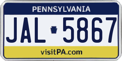 PA license plate JAL5867