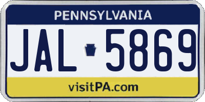 PA license plate JAL5869