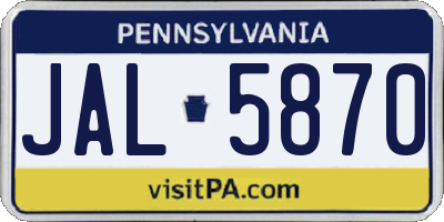 PA license plate JAL5870