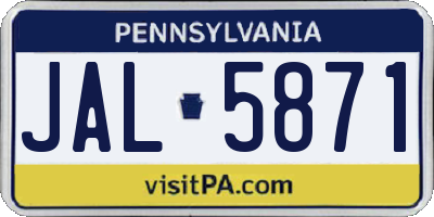 PA license plate JAL5871