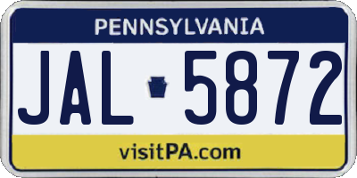 PA license plate JAL5872