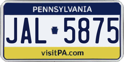 PA license plate JAL5875