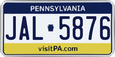 PA license plate JAL5876
