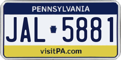 PA license plate JAL5881