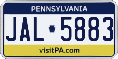 PA license plate JAL5883