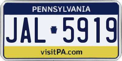 PA license plate JAL5919