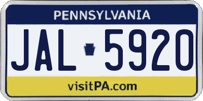 PA license plate JAL5920