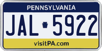 PA license plate JAL5922