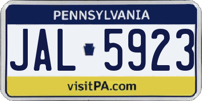 PA license plate JAL5923