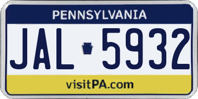 PA license plate JAL5932
