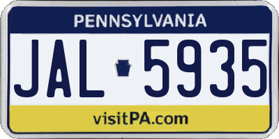 PA license plate JAL5935