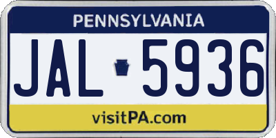 PA license plate JAL5936