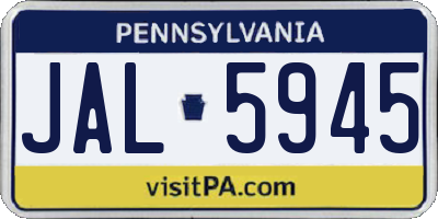 PA license plate JAL5945