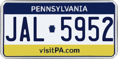 PA license plate JAL5952