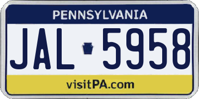 PA license plate JAL5958