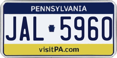 PA license plate JAL5960