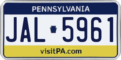 PA license plate JAL5961