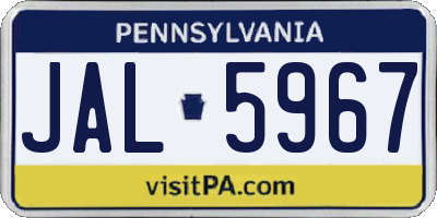 PA license plate JAL5967