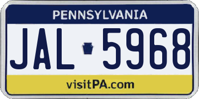 PA license plate JAL5968