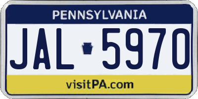 PA license plate JAL5970