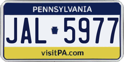 PA license plate JAL5977