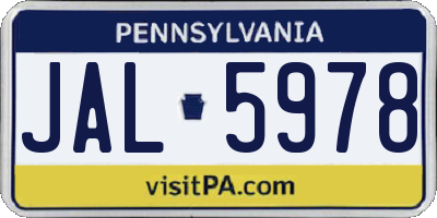 PA license plate JAL5978