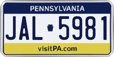 PA license plate JAL5981