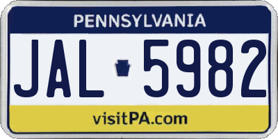 PA license plate JAL5982