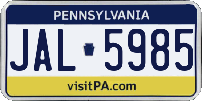 PA license plate JAL5985