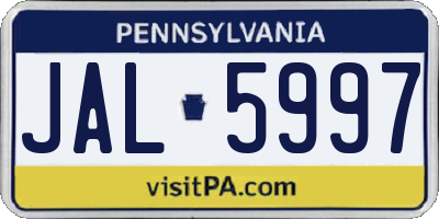 PA license plate JAL5997