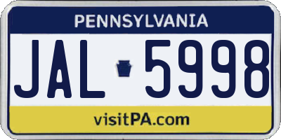 PA license plate JAL5998