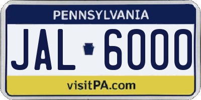 PA license plate JAL6000