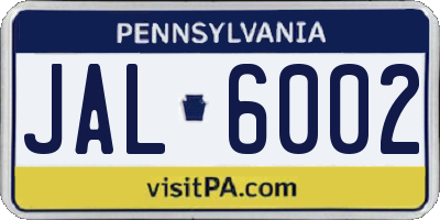 PA license plate JAL6002