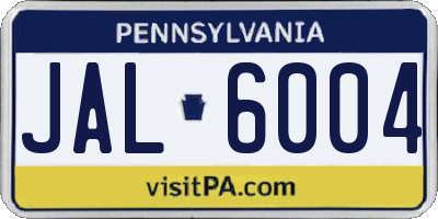 PA license plate JAL6004