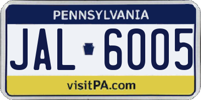 PA license plate JAL6005