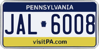 PA license plate JAL6008