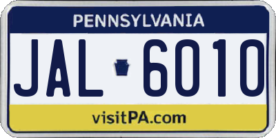 PA license plate JAL6010