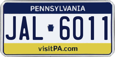 PA license plate JAL6011