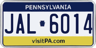 PA license plate JAL6014